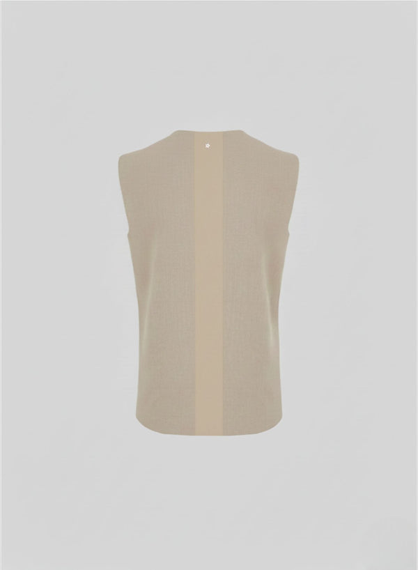 DOUBLE-BREASTED LINEN AND VISCOSE VEST WITH RAMIE DETAILS