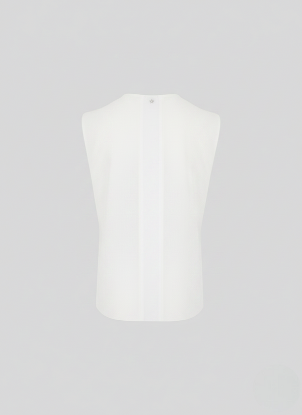 DOUBLE-BREASTED LINEN AND VISCOSE WAISTCOAT WITH RAMIE DETAILS