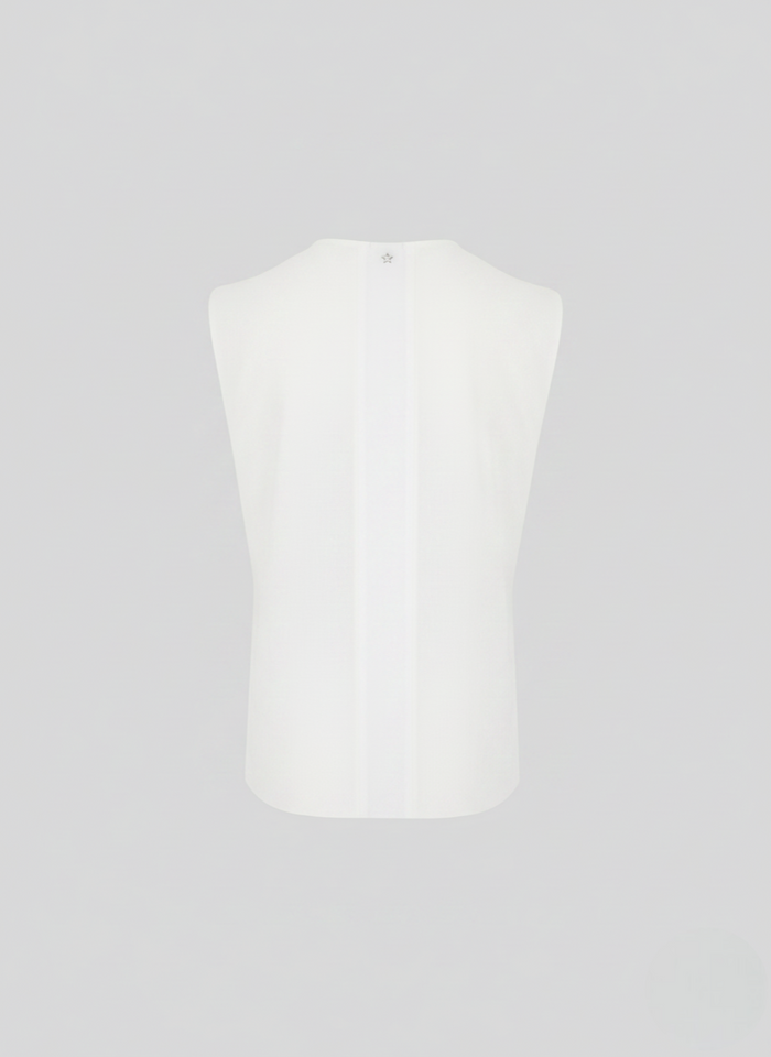 DOUBLE-BREASTED LINEN AND VISCOSE WAISTCOAT WITH RAMIE DETAILS