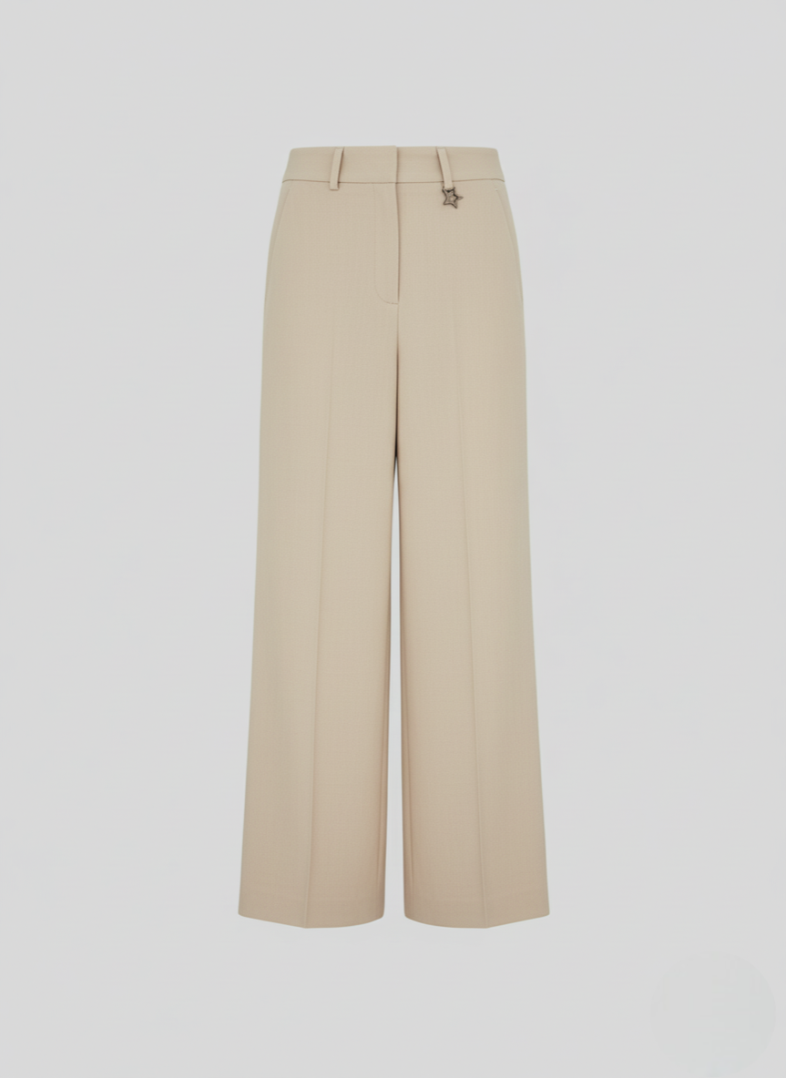 TAILORED LINEN AND VISCOSE TROUSERS WITH RAMIE DETAILS