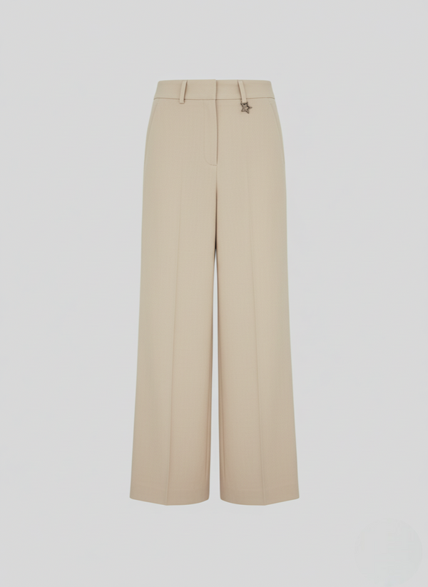 PANTALONI SARTORIALI IN LINO E VISCOSA CON DETTAGLI IN RAMIE