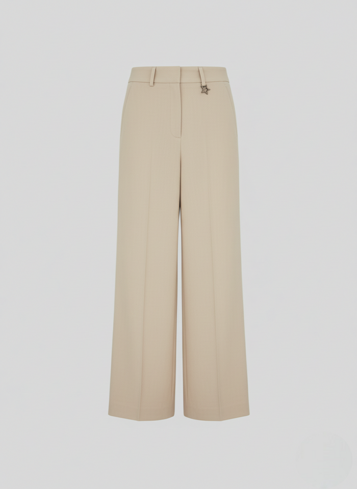 TAILORED LINEN AND VISCOSE TROUSERS WITH RAMIE DETAILS