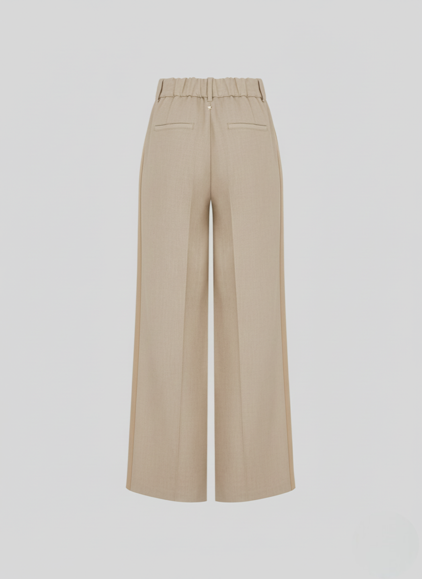 TAILORED LINEN AND VISCOSE TROUSERS WITH RAMIE DETAILS