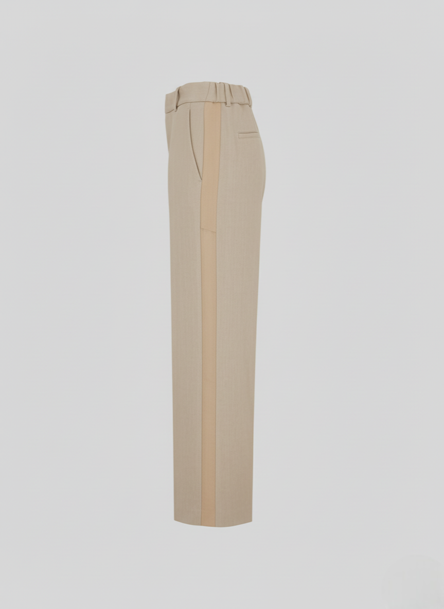 TAILORED LINEN AND VISCOSE TROUSERS WITH RAMIE DETAILS