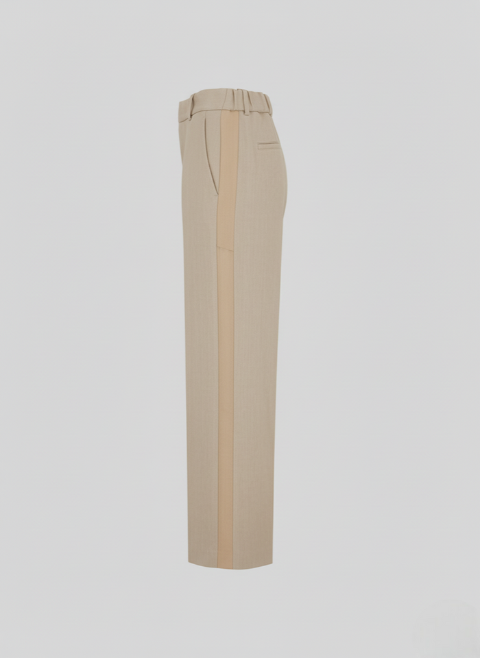 TAILORED LINEN AND VISCOSE TROUSERS WITH RAMIE DETAILS