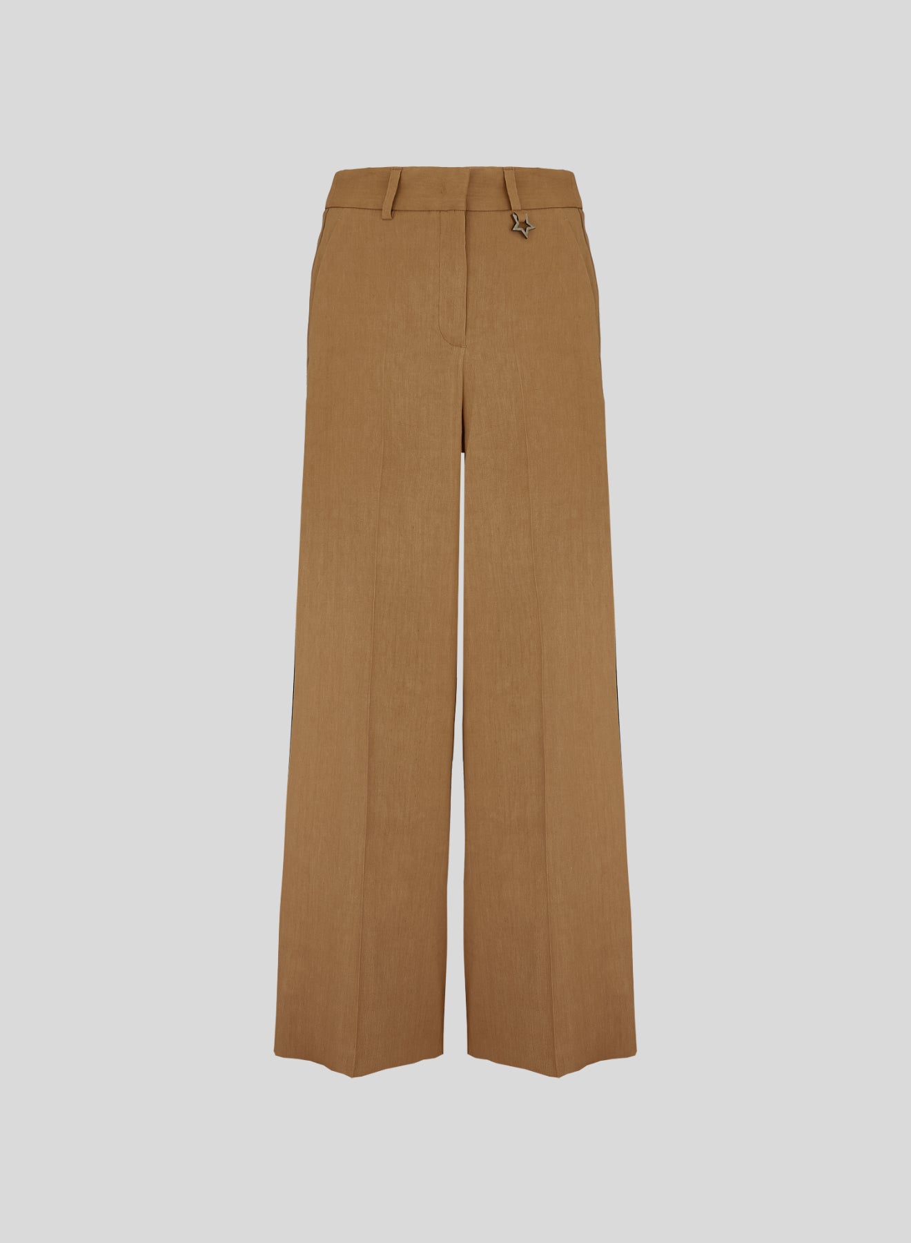 TAILORED LINEN AND VISCOSE TROUSERS WITH RAMIE DETAILS
