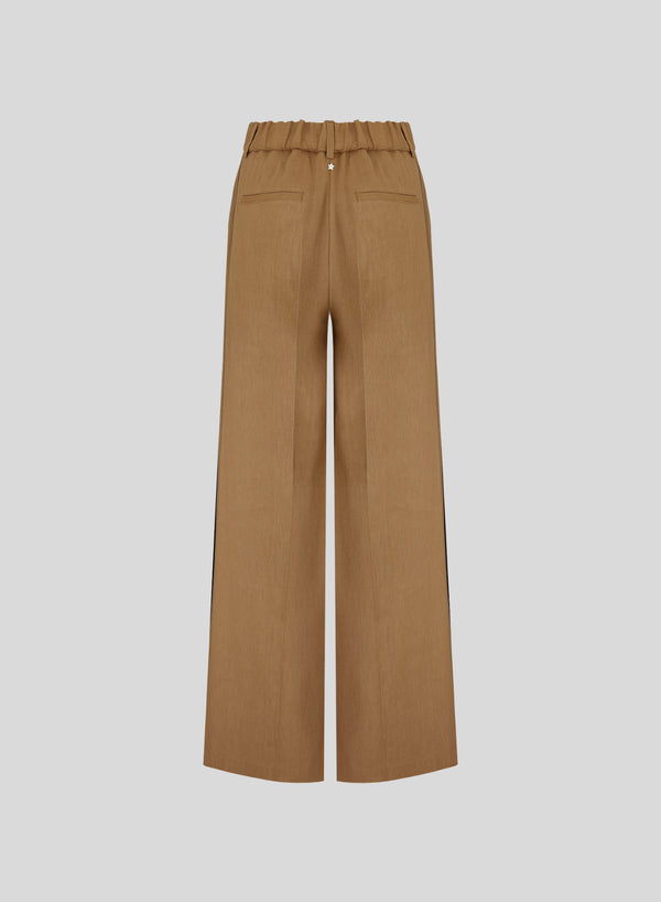 PANTALONI SARTORIALI IN LINO E VISCOSA CON DETTAGLI IN RAMIE