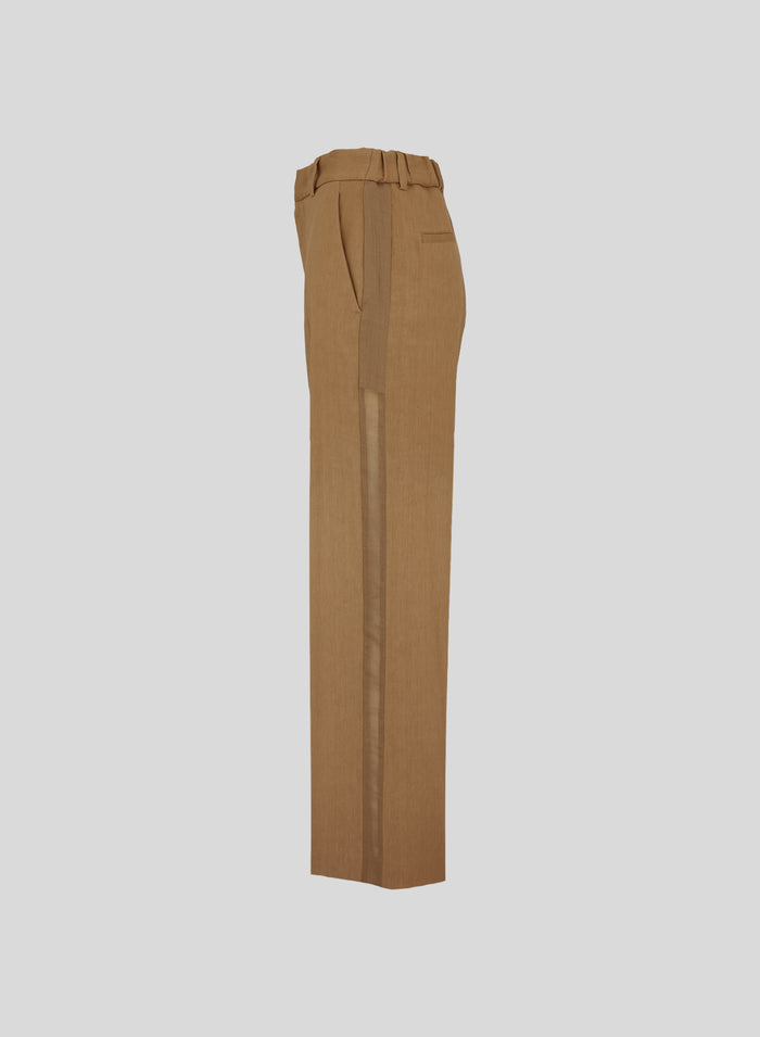 TAILORED LINEN AND VISCOSE TROUSERS WITH RAMIE DETAILS