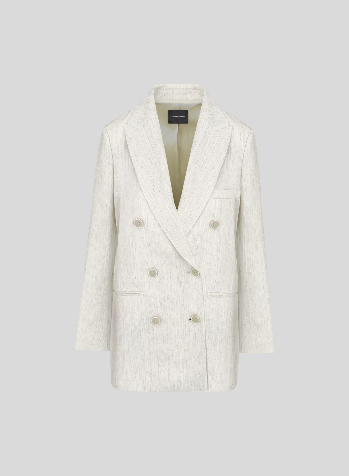 FLAMED LINEN BLEND DOUBLE-BREASTED JACKET