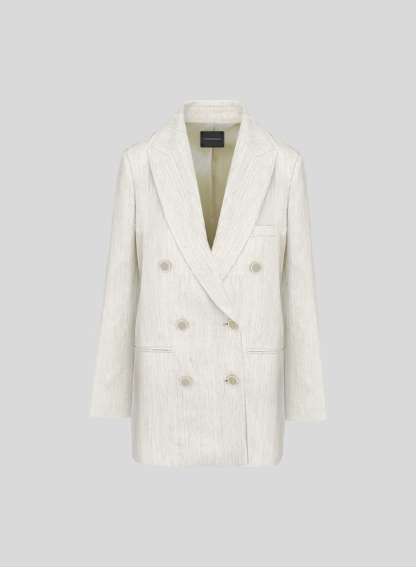 FLAMED LINEN BLEND DOUBLE-BREASTED JACKET