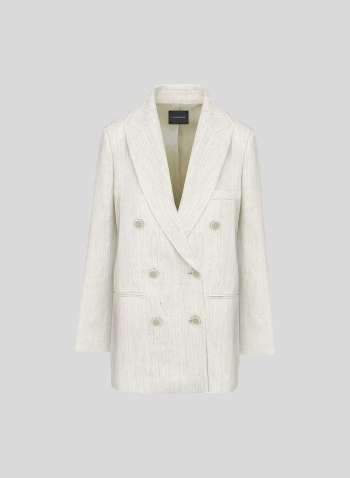 FLAMED LINEN BLEND DOUBLE-BREASTED JACKET