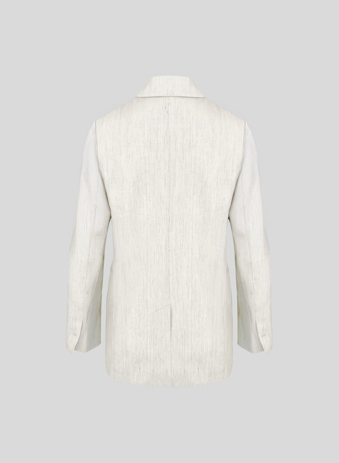 FLAMED LINEN BLEND DOUBLE-BREASTED JACKET
