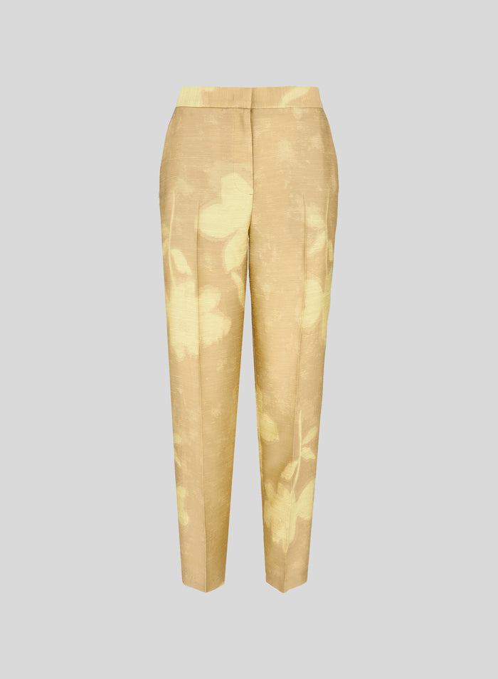 STRAIGHT VISCOSE PANTS WITH JACQUARD DESIGN