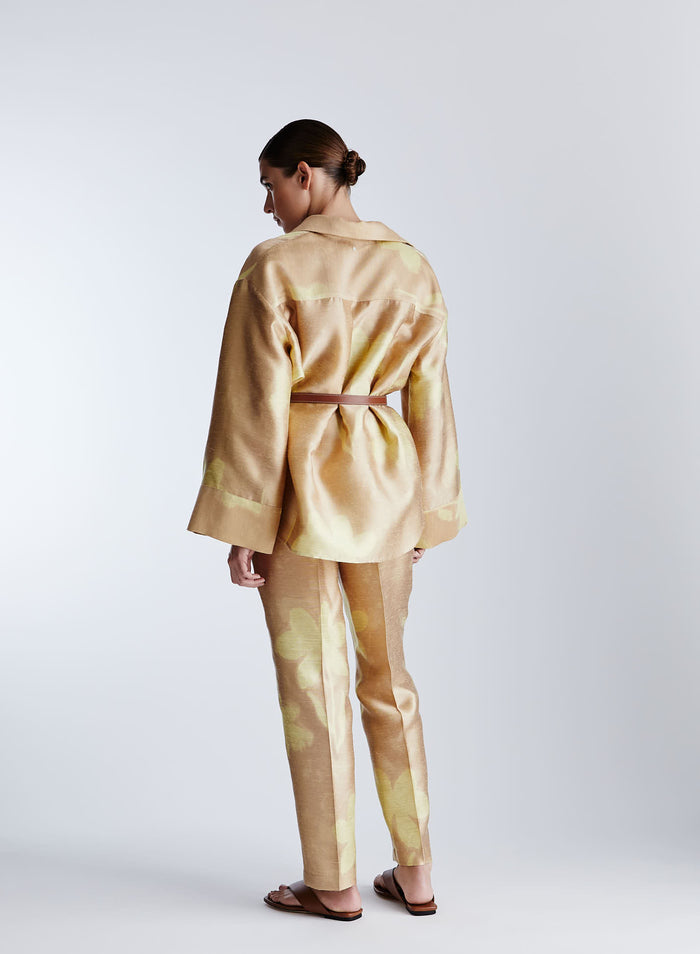 STRAIGHT VISCOSE PANTS WITH JACQUARD DESIGN