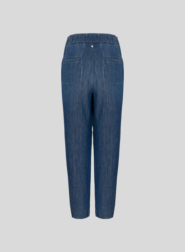COTTON AND LINEN DENIM JOGGERS