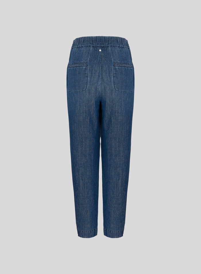 COTTON AND LINEN DENIM JOGGERS