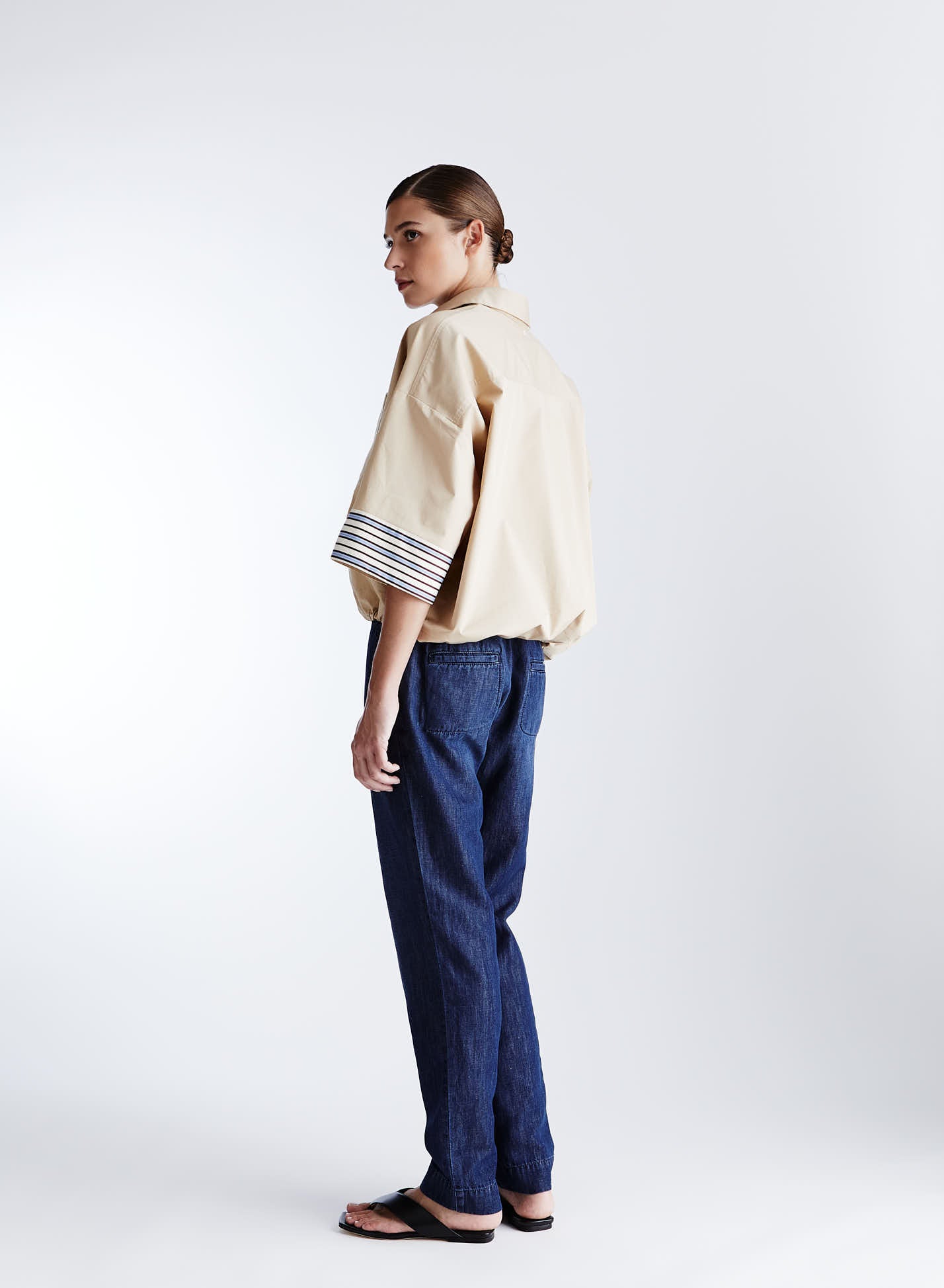 COTTON AND LINEN DENIM JOGGERS