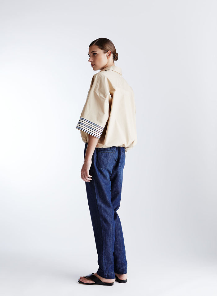 COTTON AND LINEN DENIM JOGGERS