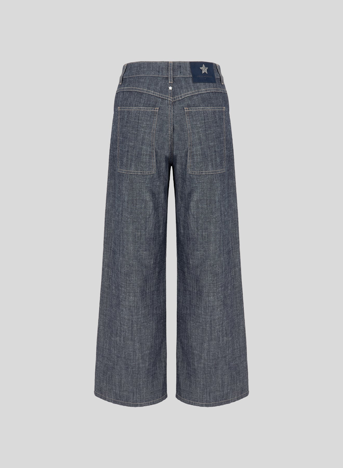 WIDE-LEG CHAMBRAY COTTON DENIM-EFFECT PANTS