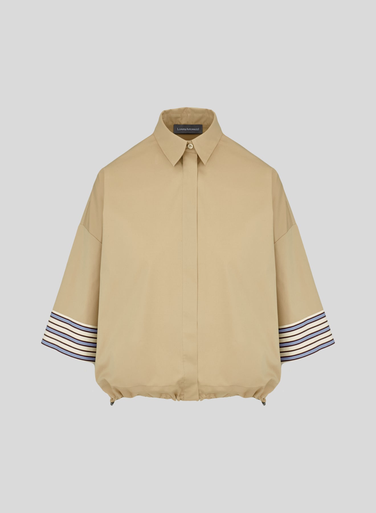 COTTON POPLIN SHIRT WITH CONTRAST STRIPES