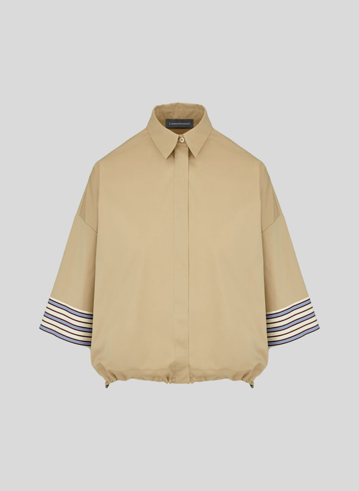 COTTON POPLIN SHIRT WITH CONTRAST STRIPES
