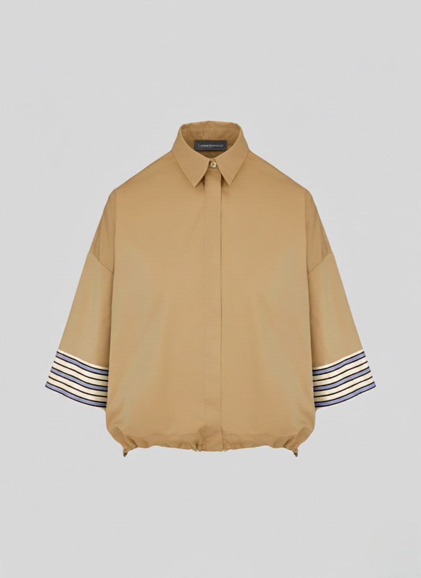 COTTON POPLIN SHIRT WITH CONTRAST STRIPES