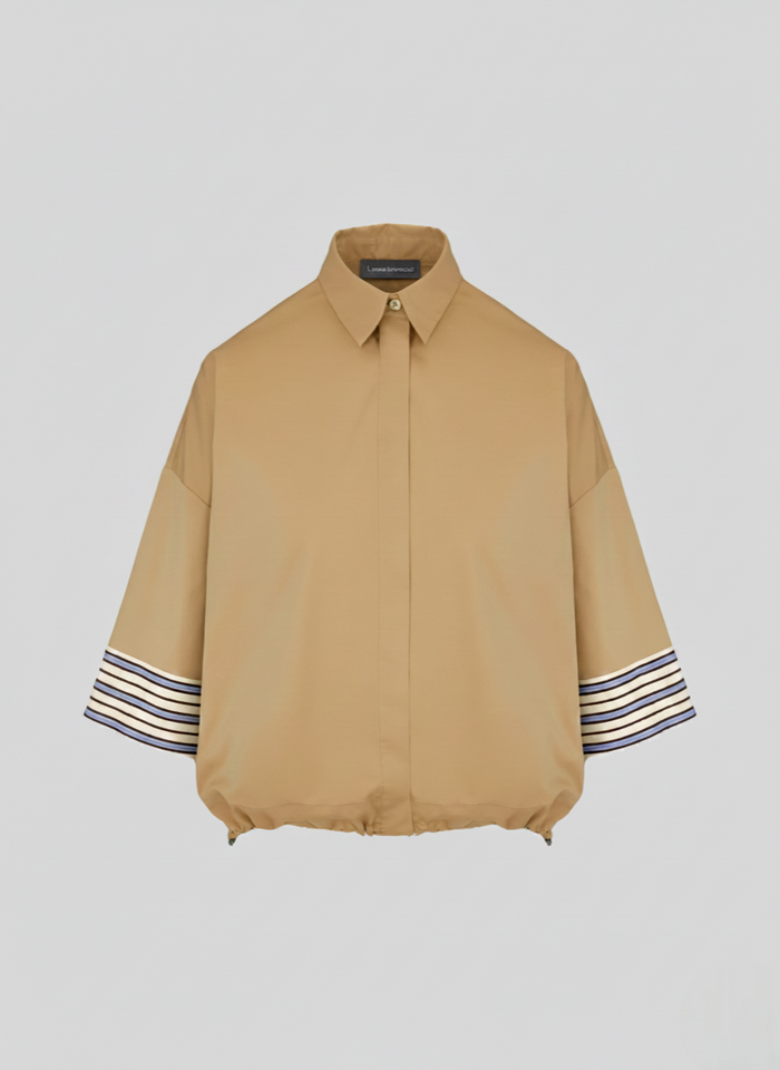 COTTON POPLIN SHIRT WITH CONTRAST STRIPES