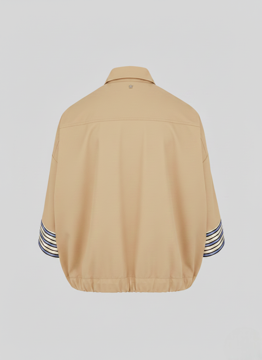 COTTON POPLIN SHIRT WITH CONTRAST STRIPES