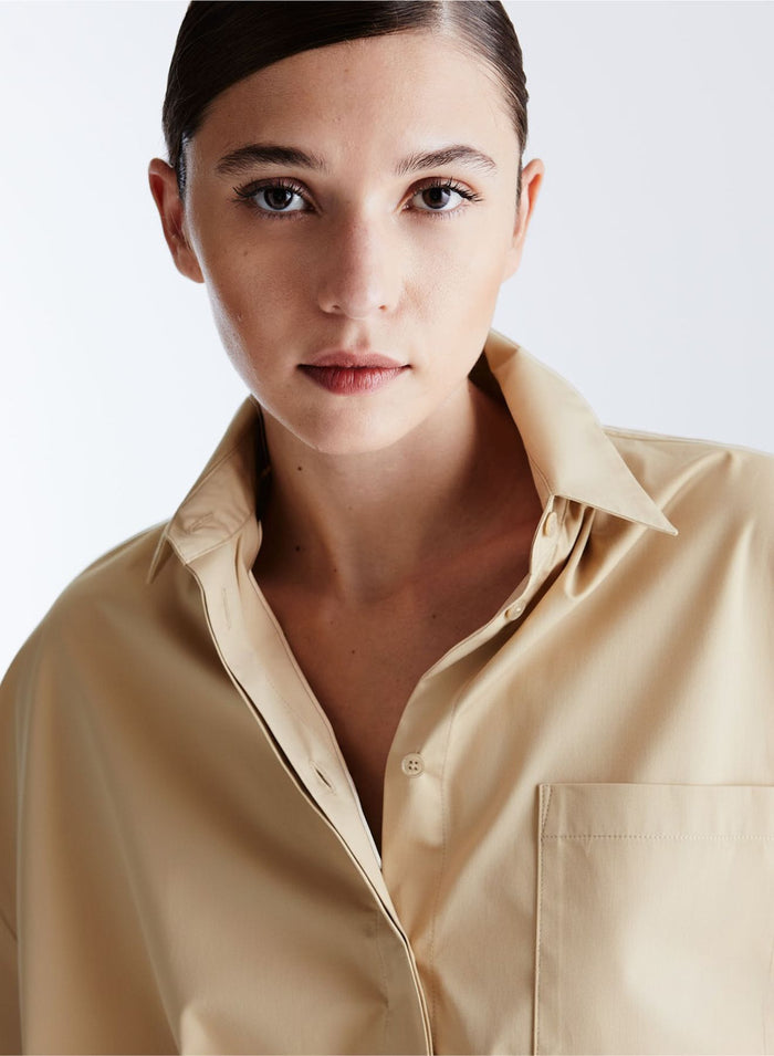 COTTON POPLIN SHIRT WITH CONTRAST STRIPES