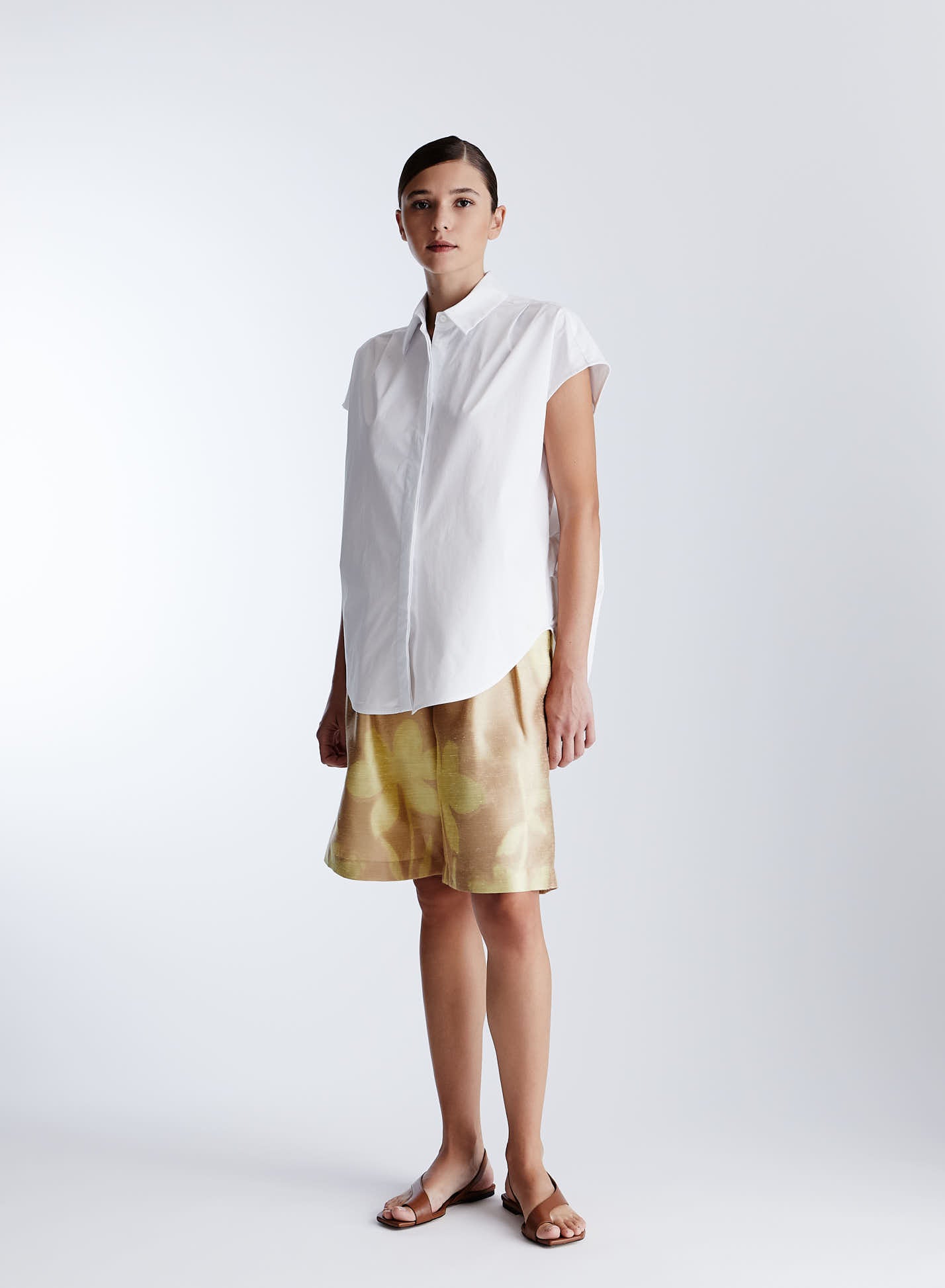 SLEEVELESS COTTON POPLIN SHIRT