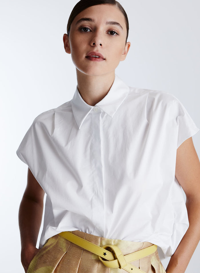 SLEEVELESS COTTON POPLIN SHIRT