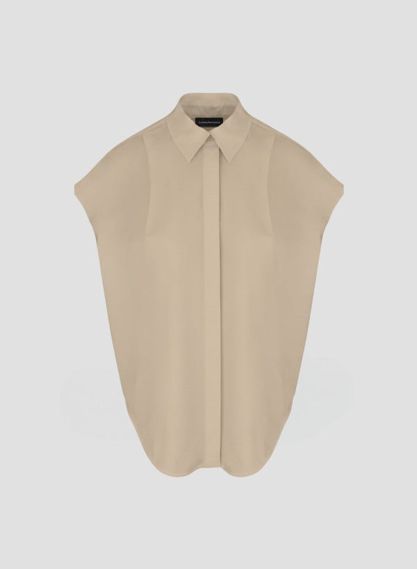 CAMICIA SMANICATA IN POPELINE DI COTONE