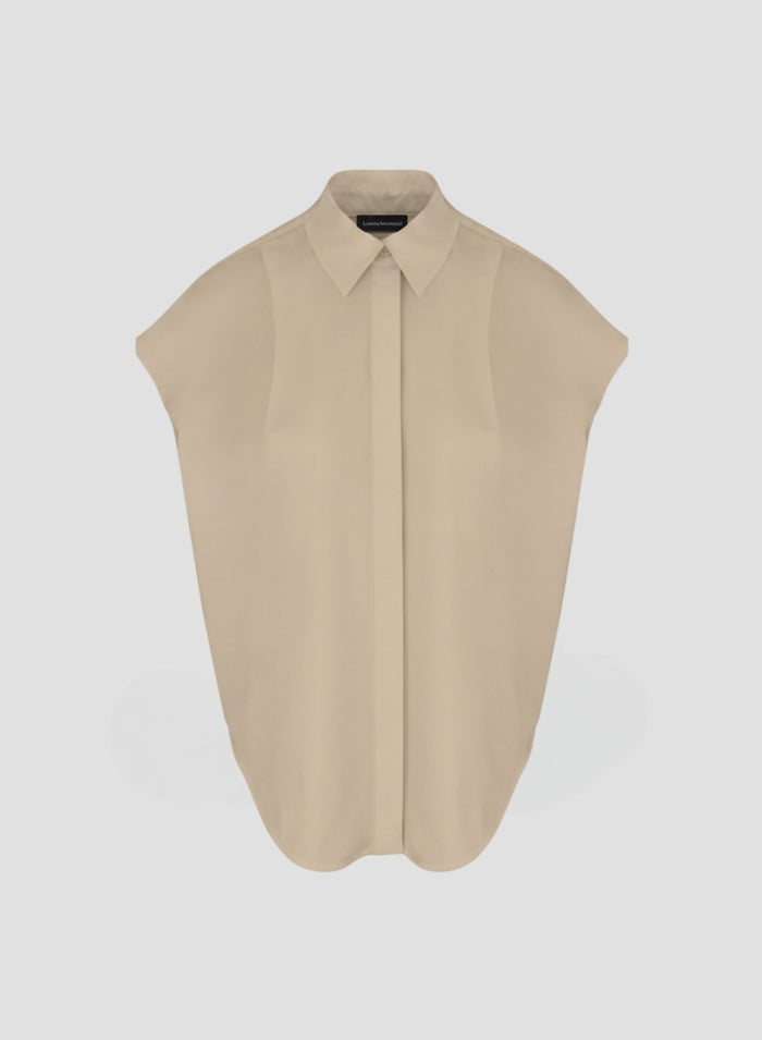 CAMICIA SMANICATA IN POPELINE DI COTONE