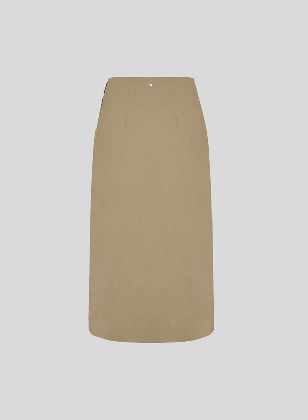 COTTON POPLIN WRAP MIDI SKIRT