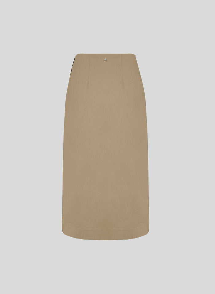 COTTON POPLIN WRAP MIDI SKIRT