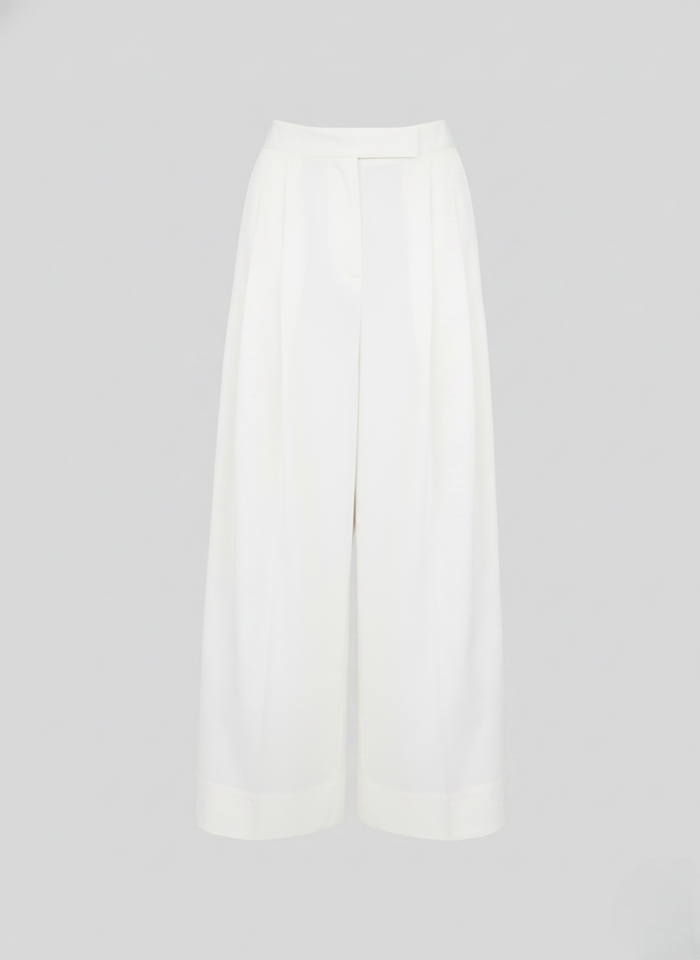 COTTON POPLIN WIDE-LEG PANTS WITH CONTRAST STRIPES