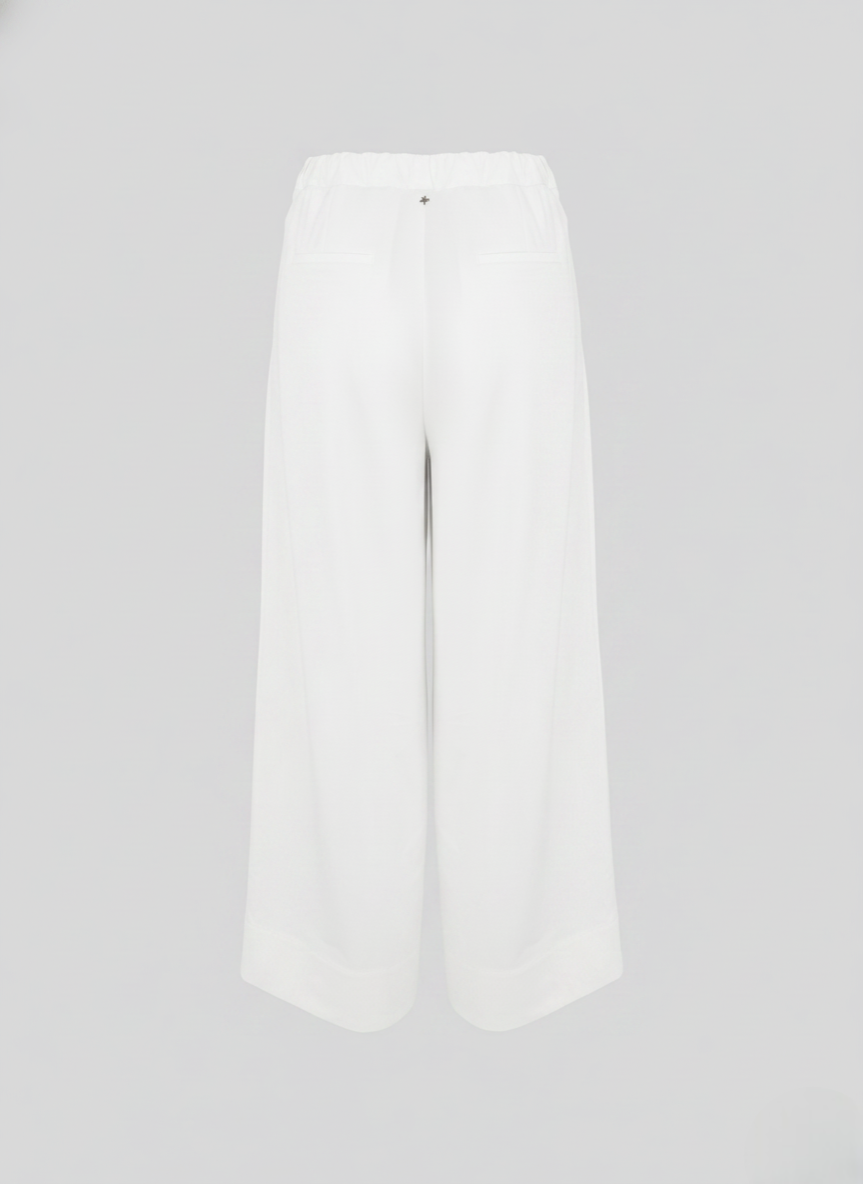 COTTON POPLIN WIDE-LEG PANTS WITH CONTRAST STRIPES
