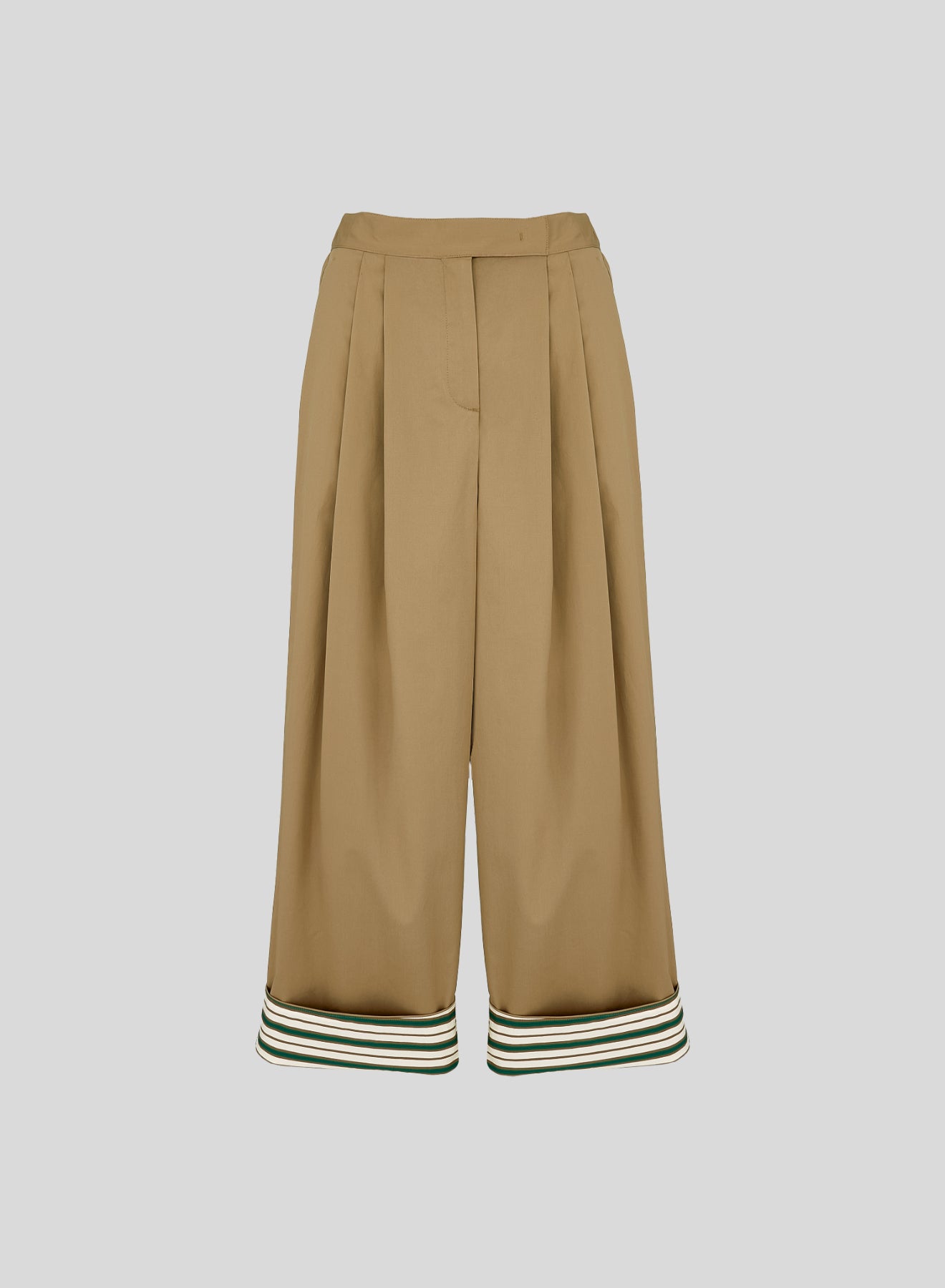 PANTALONI A GAMBA LARGA IN POPELINE DI COTONE CON RIGHE A CONTRASTO