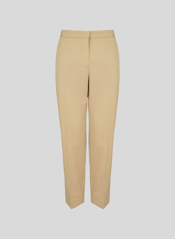 PANTALONI DRITTI IN POPELINE DI COTONE CON RIGHE A CONTRASTO