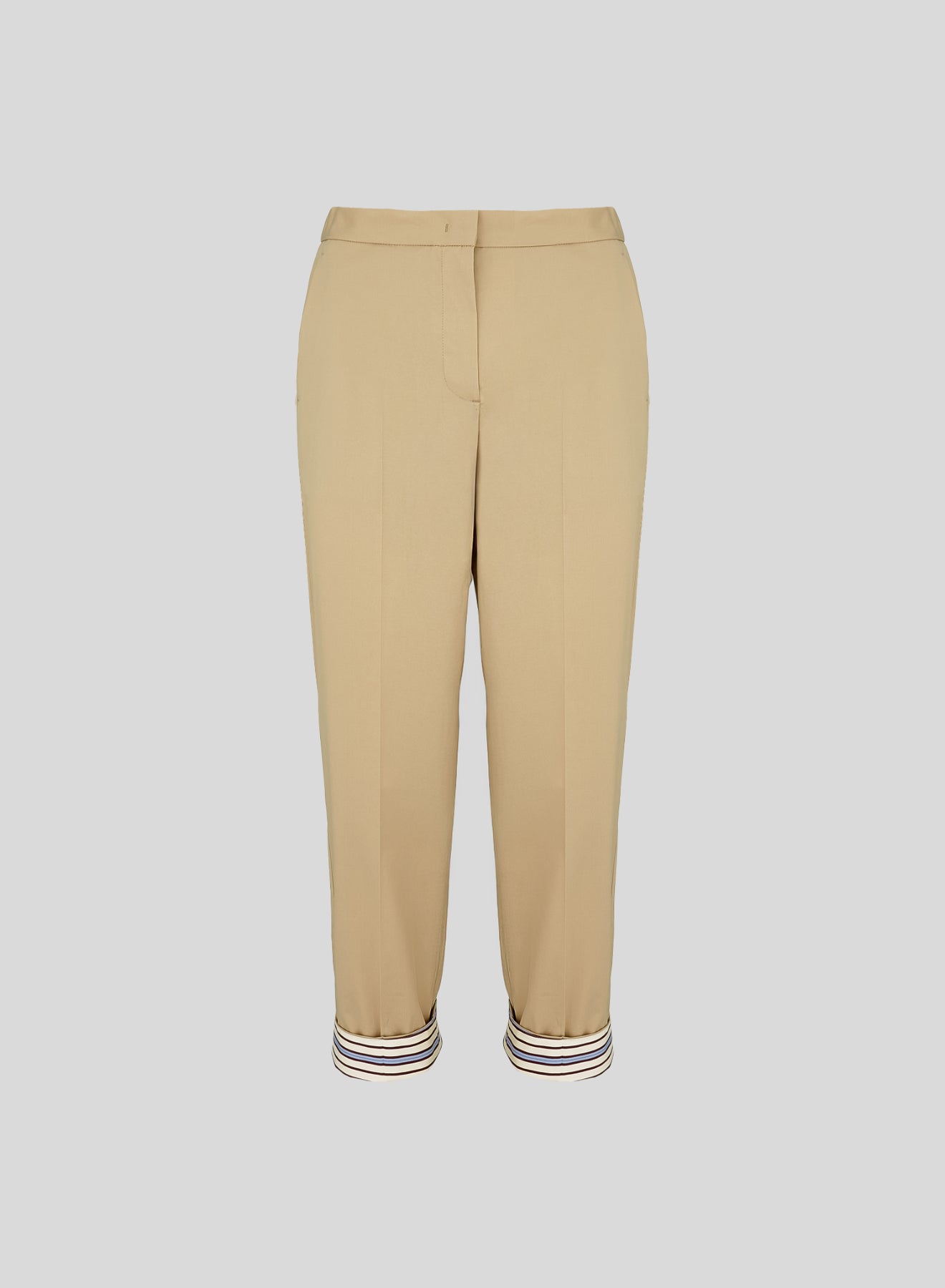 PANTALONI DRITTI IN POPELINE DI COTONE CON RIGHE A CONTRASTO