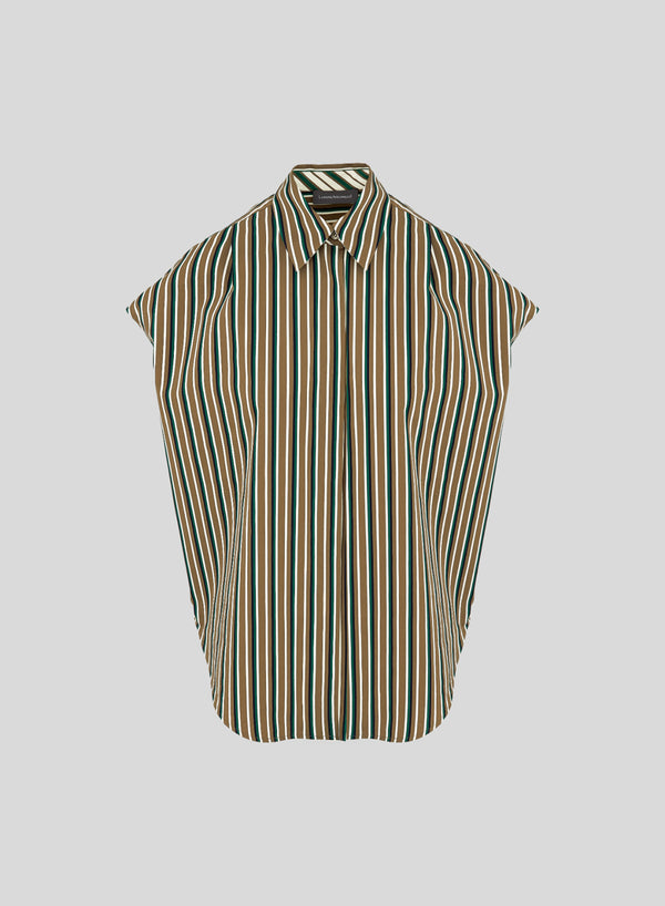 CAMICIA SMANICATA IN POPELINE DI COTONE