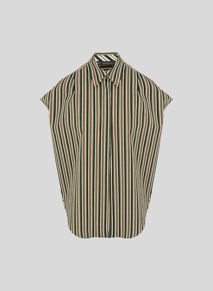 SLEEVELESS COTTON POPLIN SHIRT