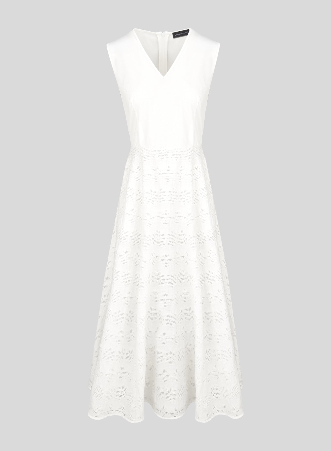 LONGUETTE DRESS IN LINEN AND COTTON FIL COUPE