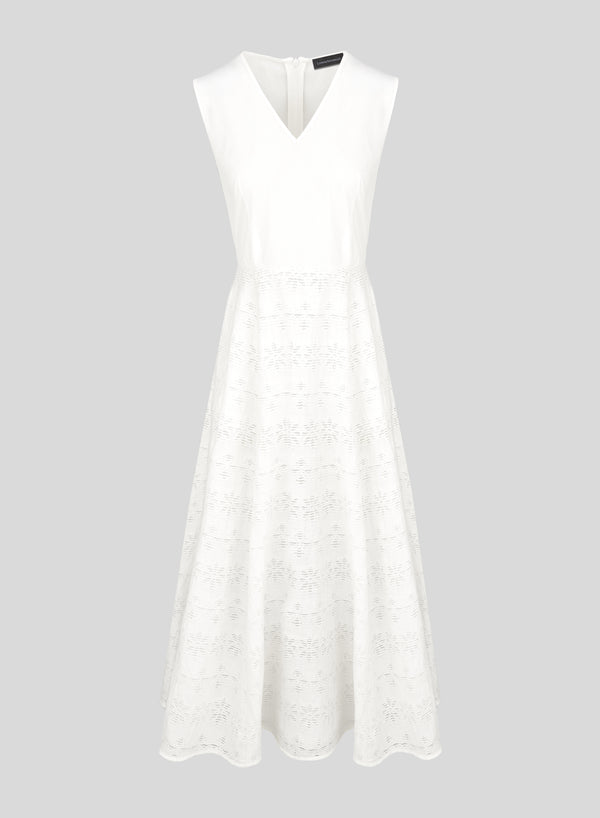 LONGUETTE DRESS IN LINEN AND COTTON FIL COUPE