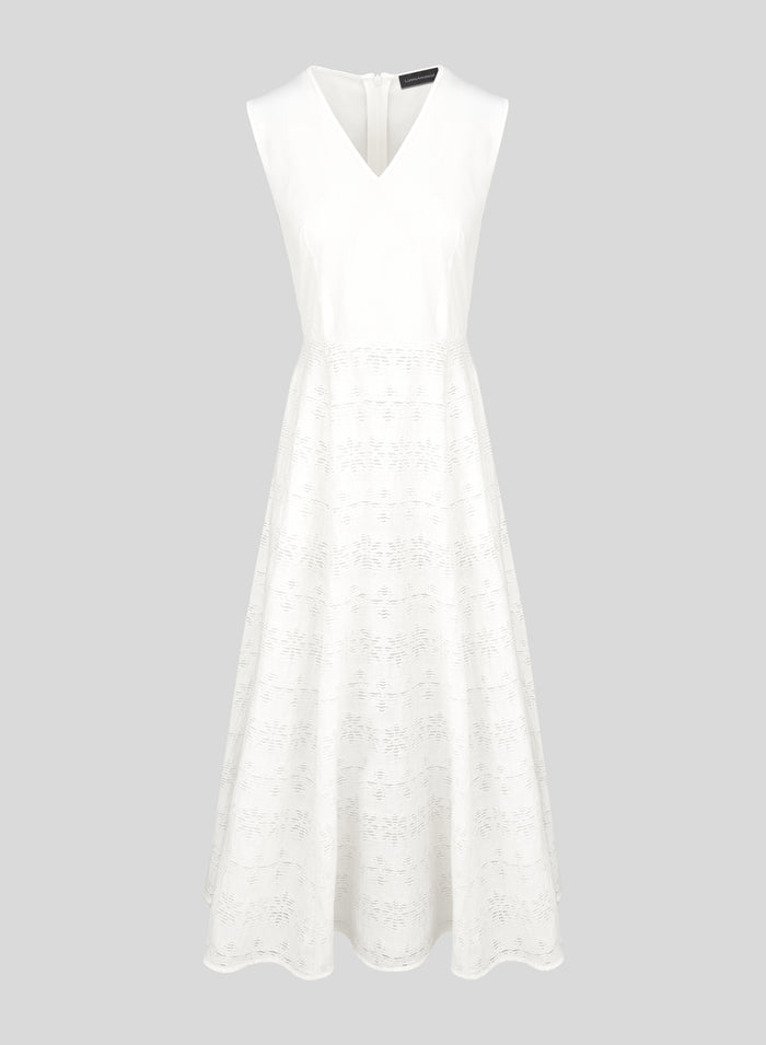 LONGUETTE DRESS IN LINEN AND COTTON FIL COUPE