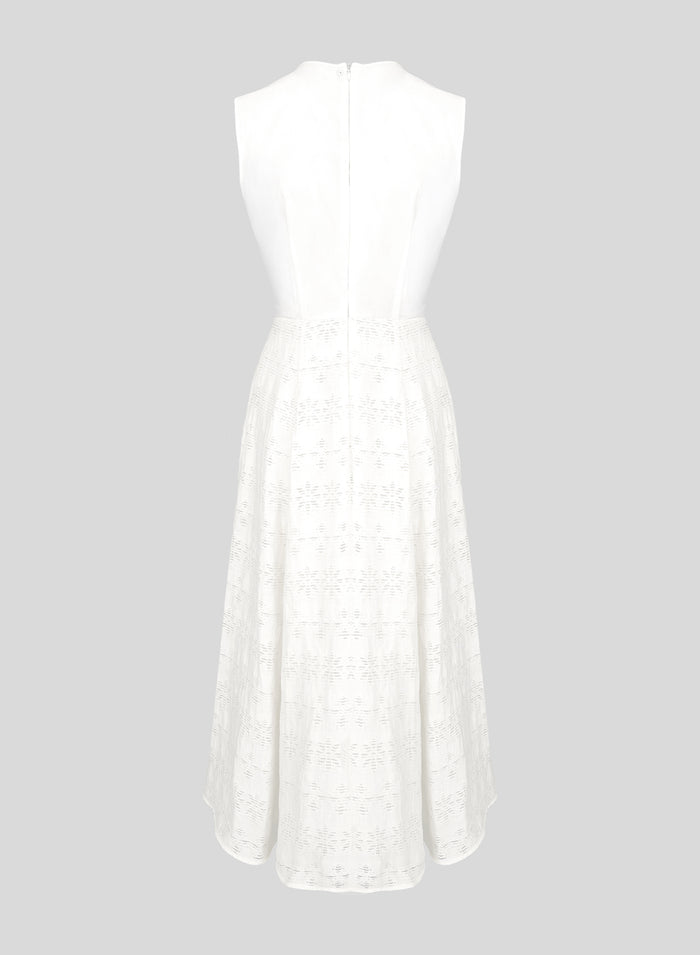 LONGUETTE DRESS IN LINEN AND COTTON FIL COUPE