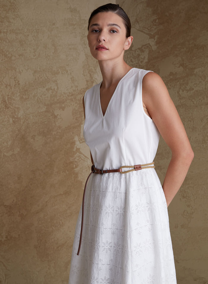 LONGUETTE DRESS IN LINEN AND COTTON FIL COUPE