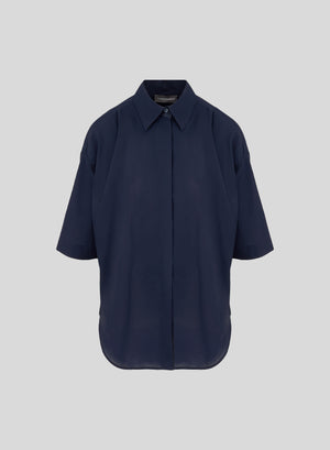 CAMICIA CON MANICHE CORTE IN POPELINE LEGGERO DI COTONE