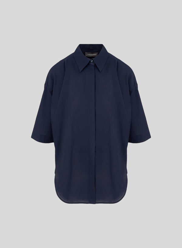 CAMICIA CON MANICHE CORTE IN POPELINE LEGGERO DI COTONE