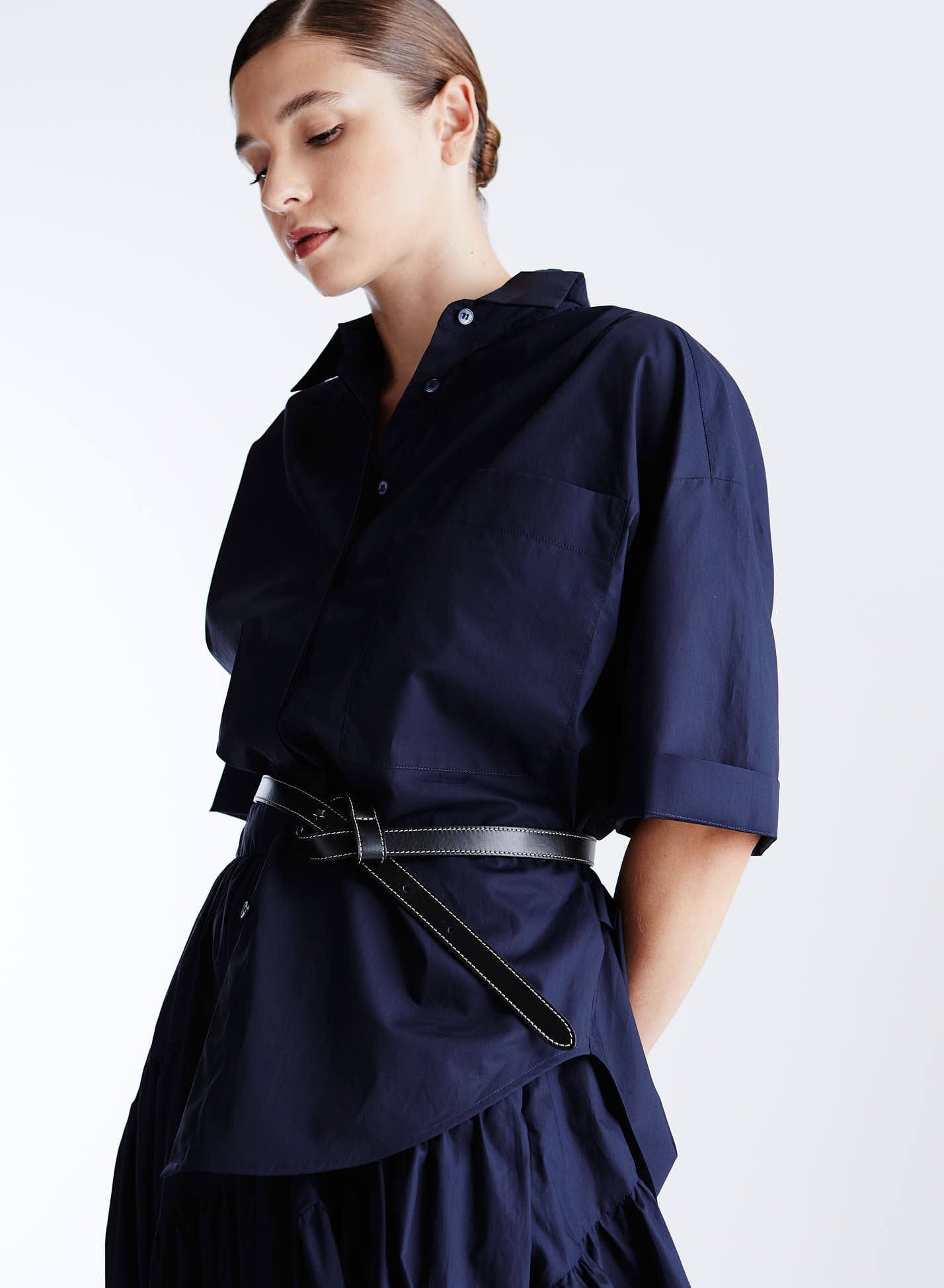 SHORT-SLEEVED SHIRT IN LIGHT COTTON POPLIN
